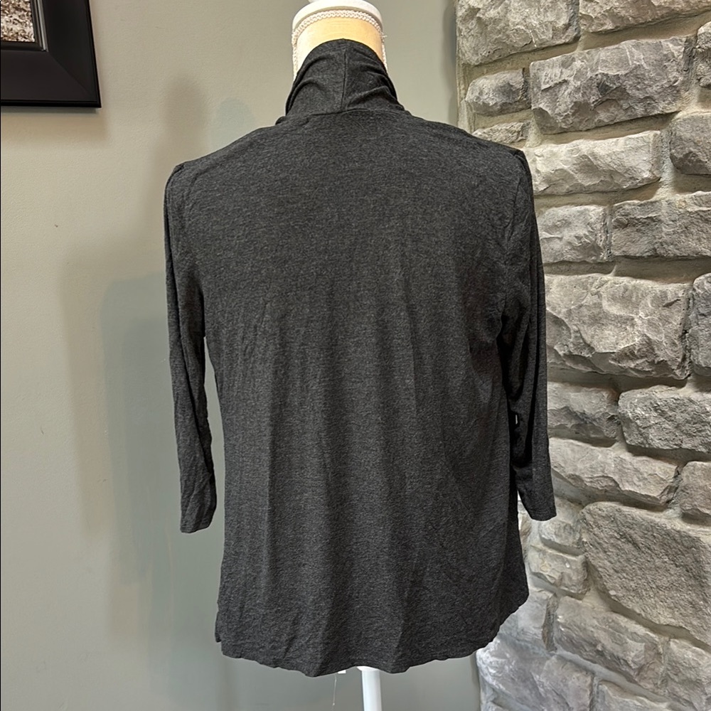 Charcoal Gray Women's Sweater, Open Front, PS - Picture 3 of 5